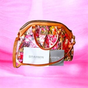 Brahmin Bag Louis Rose Floral Crossbody Bag